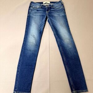 Hollister Jeans Womens 25x29 Blue Medium Wash Denim Cotton Low Rise Skinny Leg